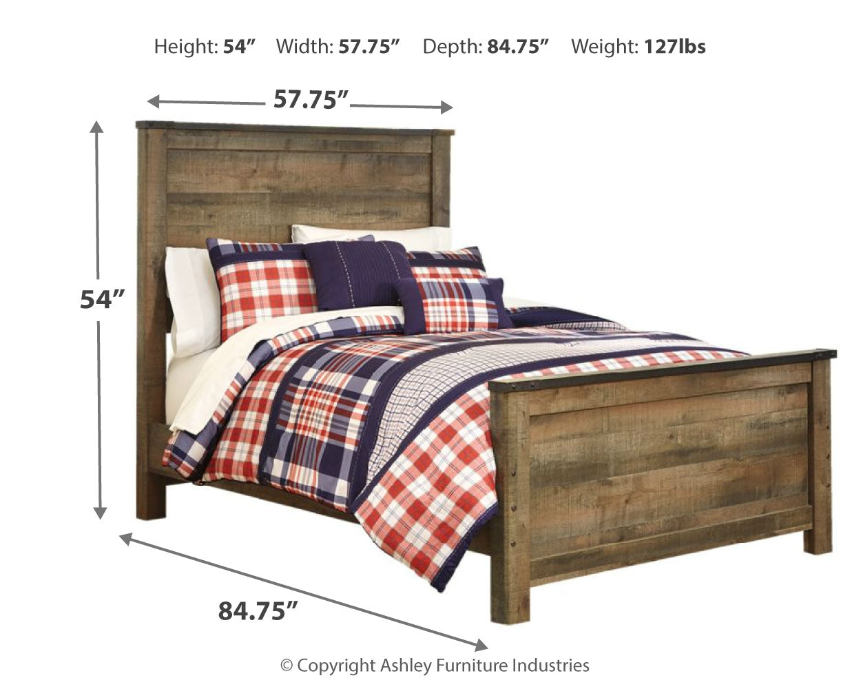 Trinell Full Panel Bed with Mattress