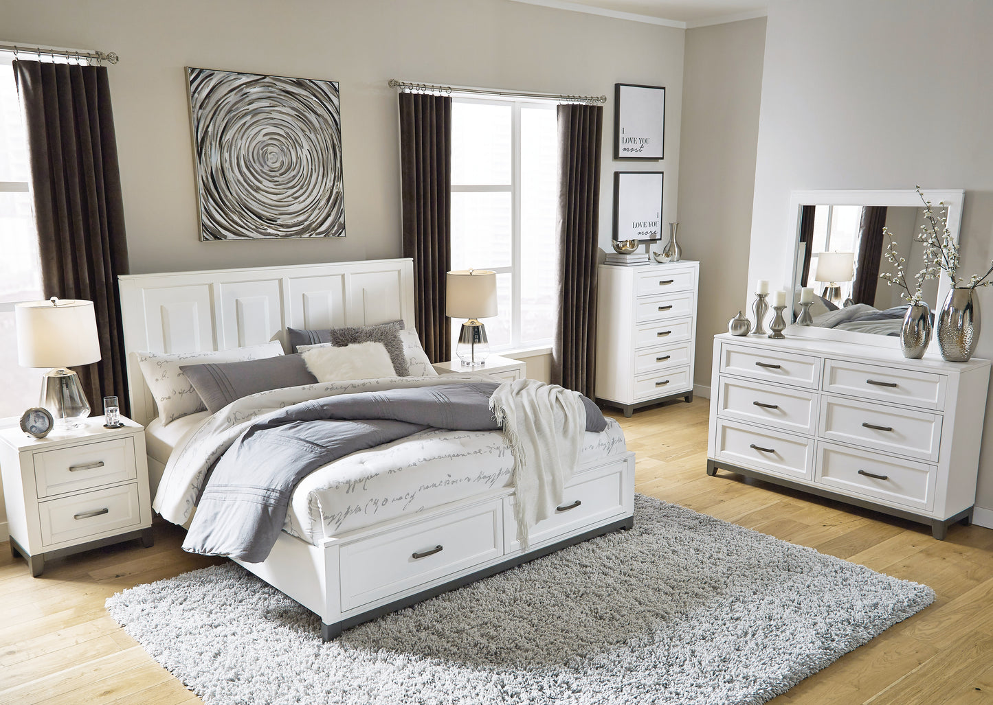 Brynburg King Panel Bed with 2 Storage Drawers