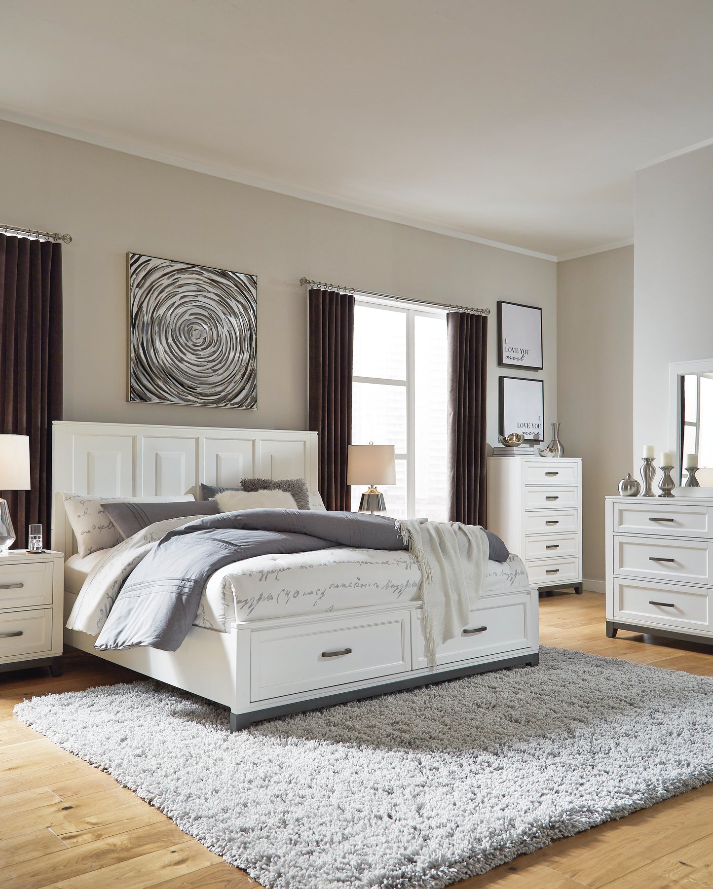 Brynburg King Panel Bed with 2 Storage Drawers