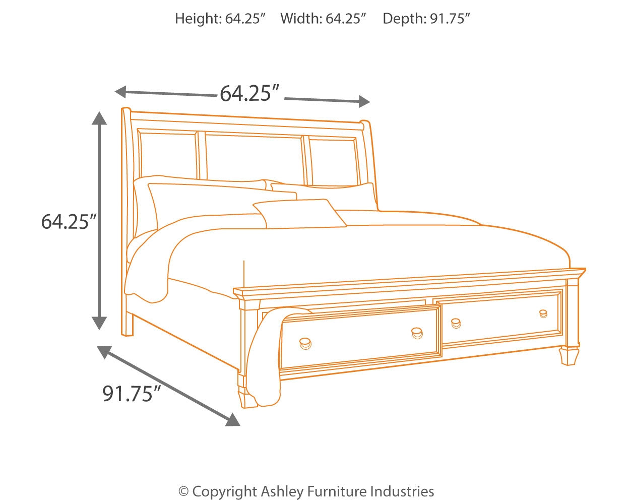 Prentice Queen Sleigh Bed with 2 Storage Drawers