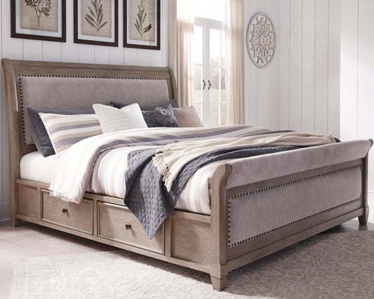 Challene King Upholstered Bed with 4 Storage Drawers