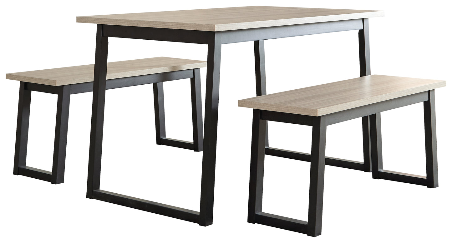 Waylowe Dining Table and Benches (Set of 3)