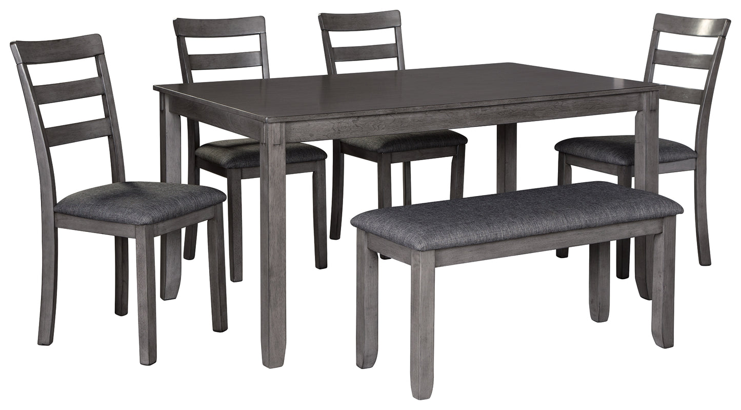 Bridson Dining Table and Chairs with Bench (Set of 6)