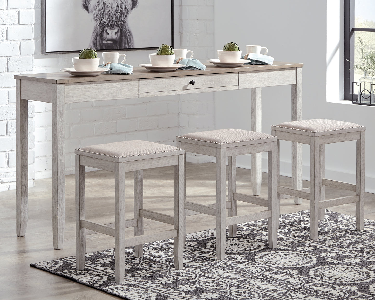 Skempton Counter Height Dining Table and Bar Stools (Set of 3)