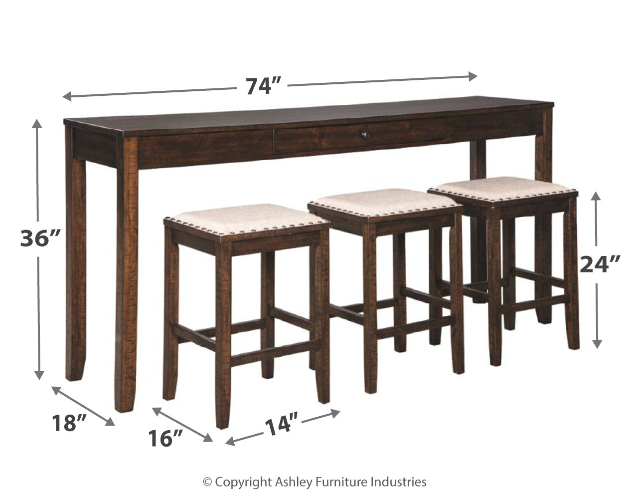 Rokane Counter Height Dining Table and Bar Stools (Set of 4)