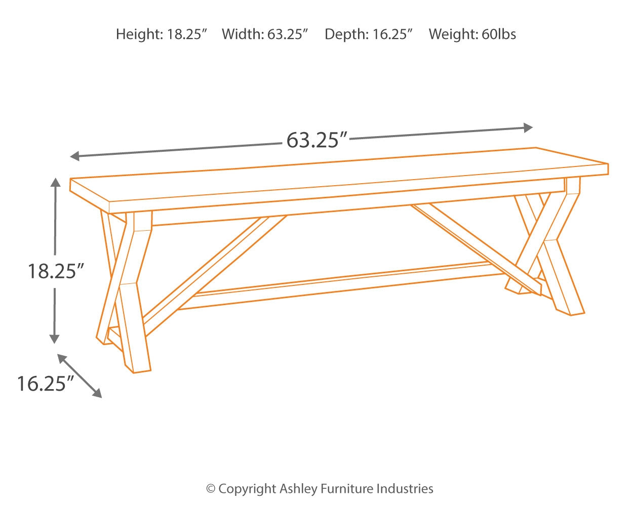 Windville 63" Dining Bench