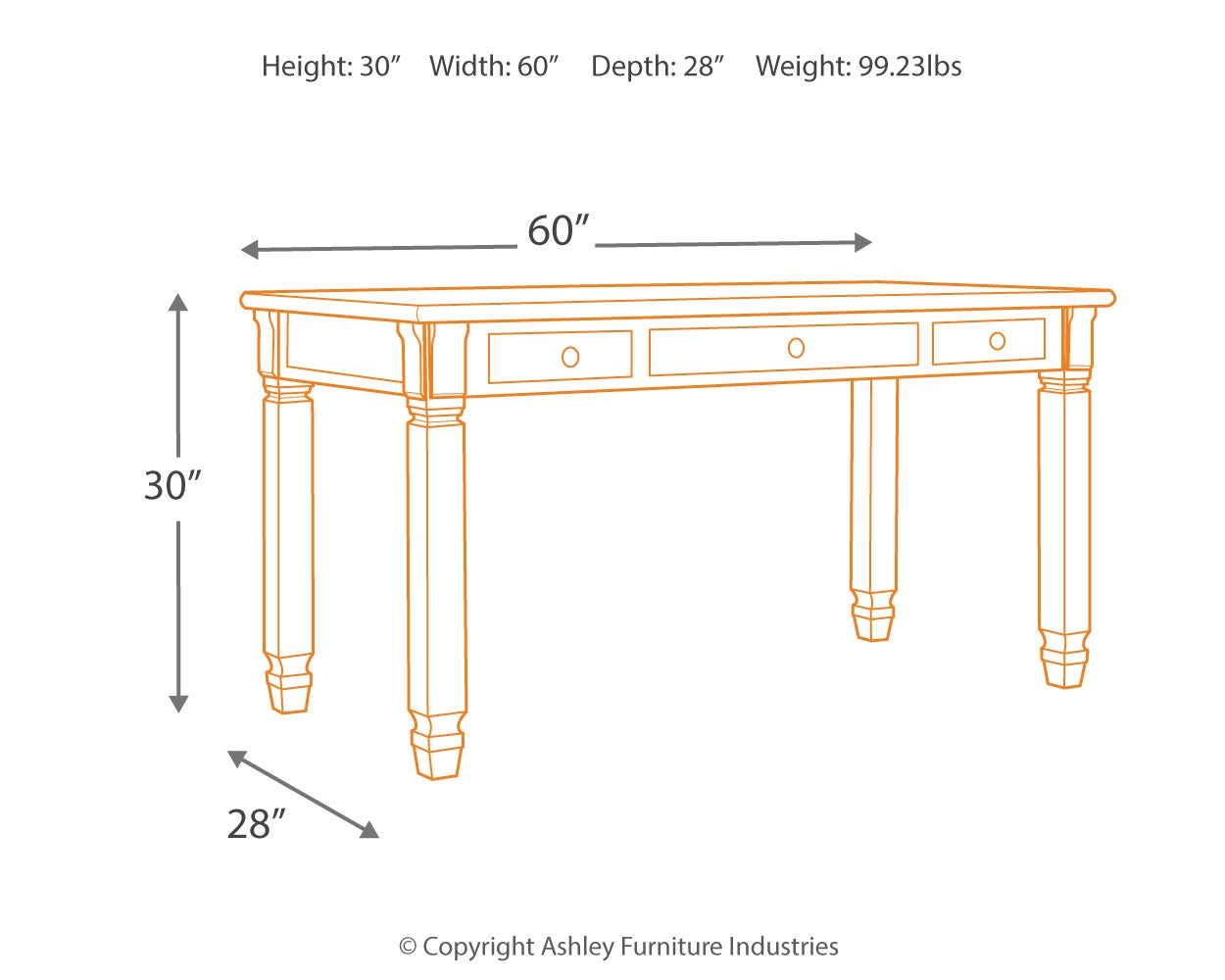 Tyler Creek 60" Home Office Desk