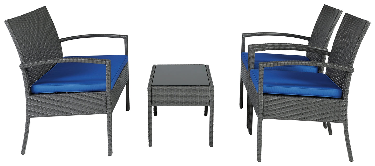 Alina Outdoor Love/Chairs/Table Set (Set of 4)