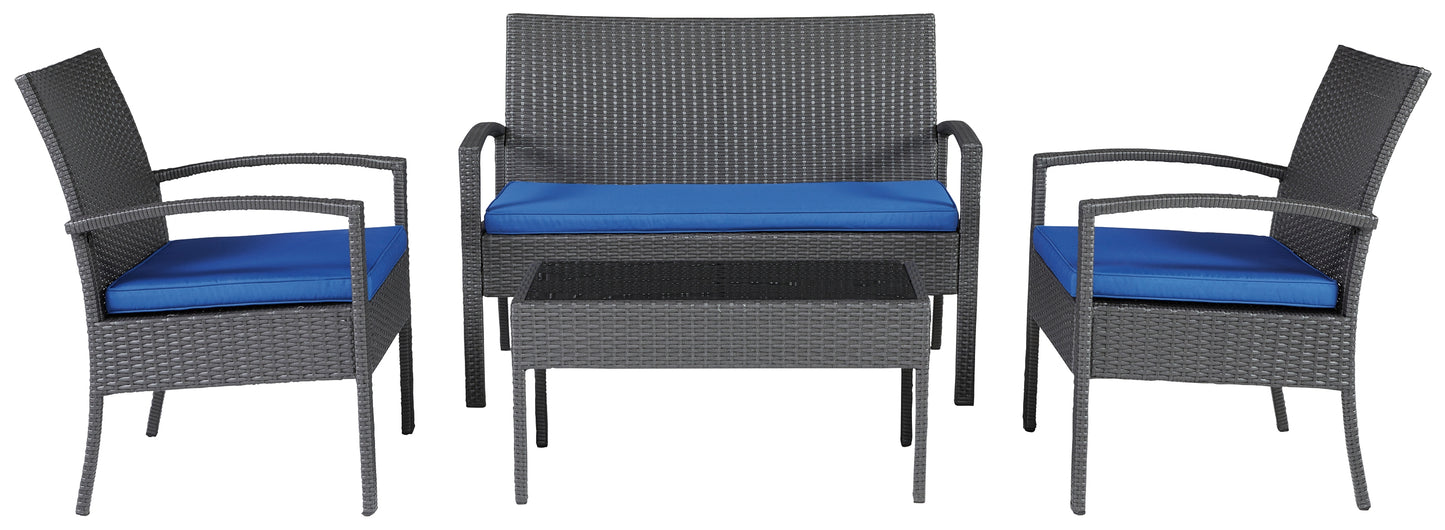 Alina Outdoor Love/Chairs/Table Set (Set of 4)