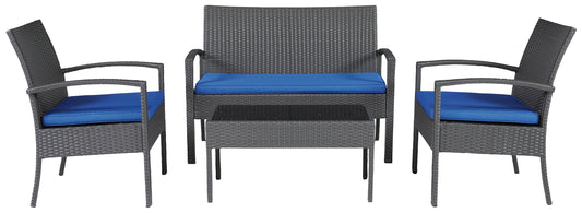 Alina Outdoor Love/Chairs/Table Set (Set of 4)