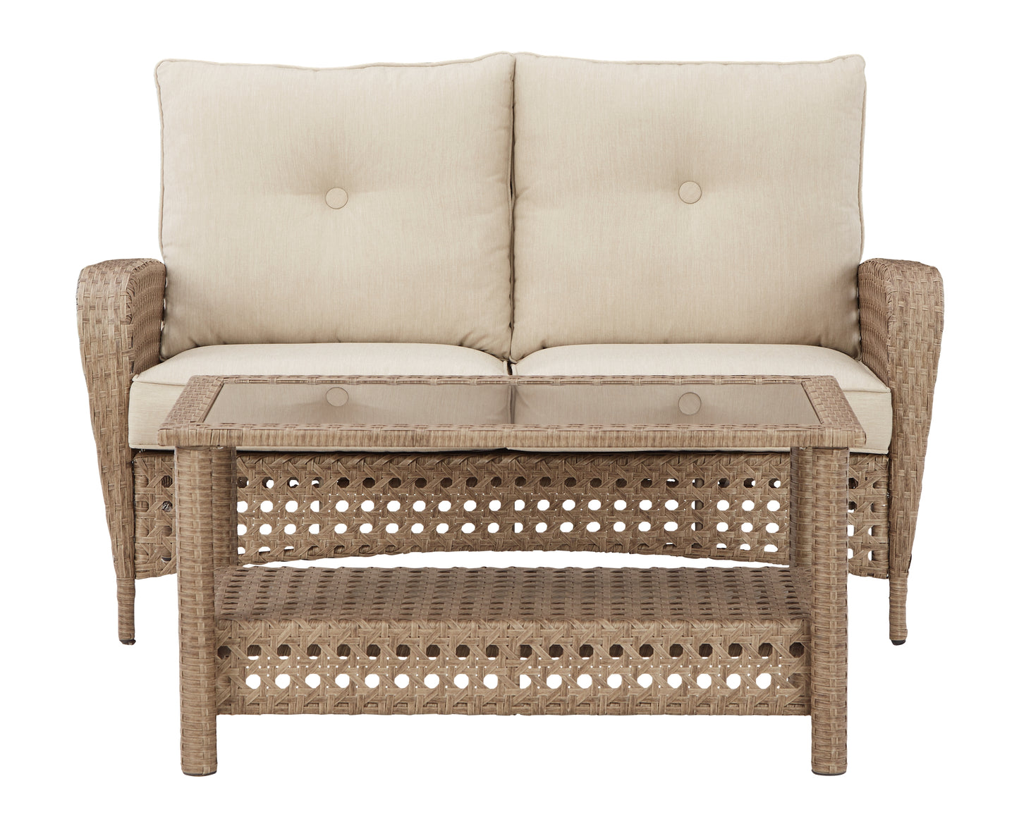 Braylee Outdoor Loveseat with Table (Set of 2)