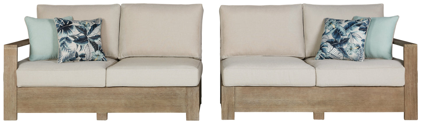 Silo Point Right-Arm Facing/Left-Arm Facing Outdoor Loveseat with Cushion (Set of 2)