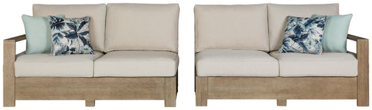 Silo Point Right-Arm Facing/Left-Arm Facing Outdoor Loveseat with Cushion (Set of 2)