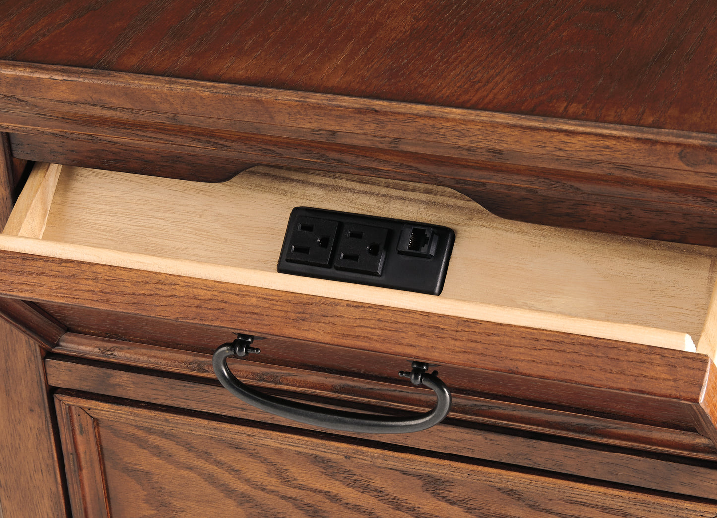 Woodboro Media End Table with Power Outlets