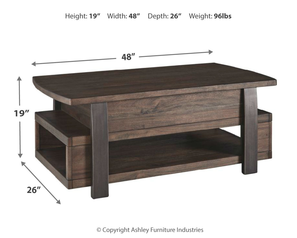 Vailbry Coffee Table with Lift Top