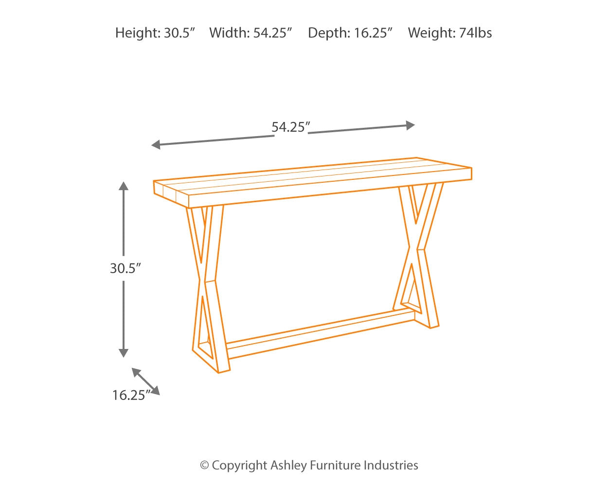 Wesling Sofa/Console Table