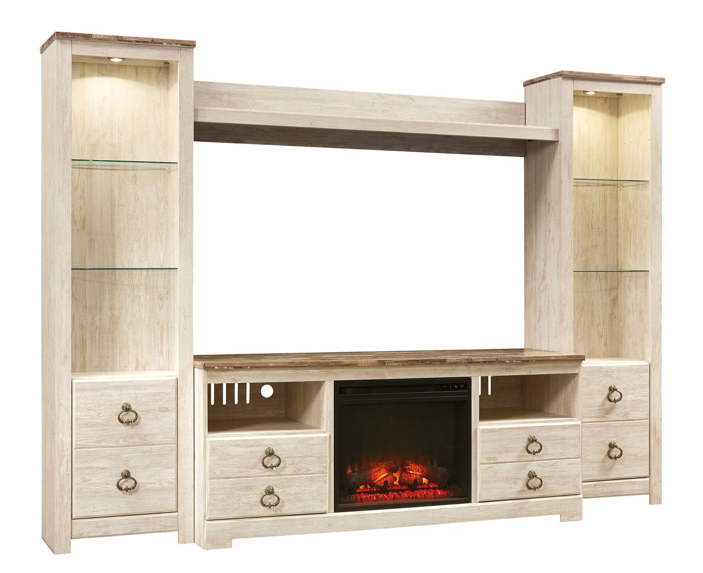 Willowton 4-Piece Entertainment Center with Fireplace