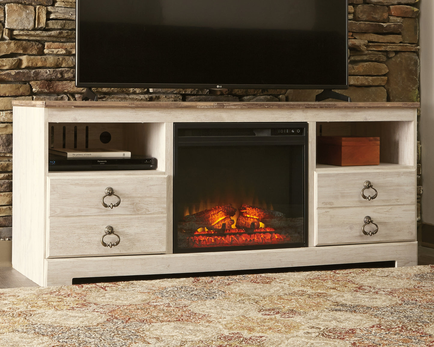 Willowton 64" TV Stand with Electric Fireplace