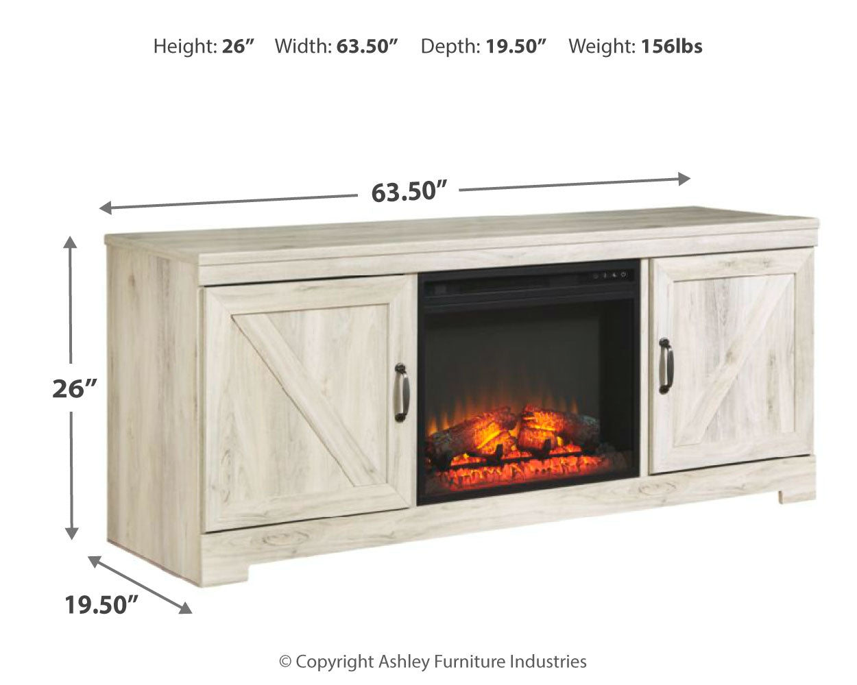 Bellaby 63" TV Stand with Fireplace