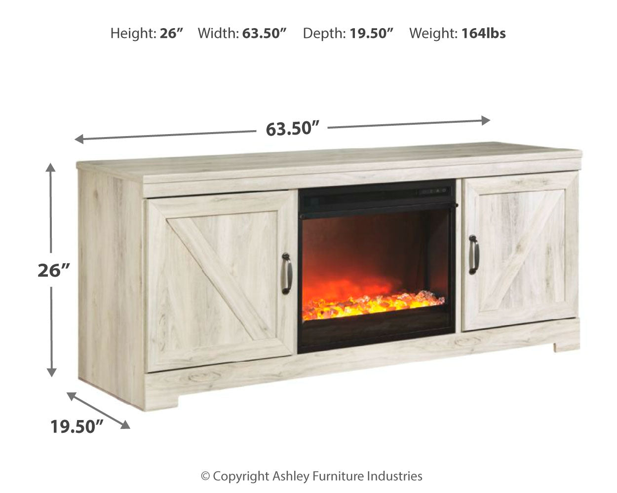 Bellaby 63" TV Stand with Fireplace