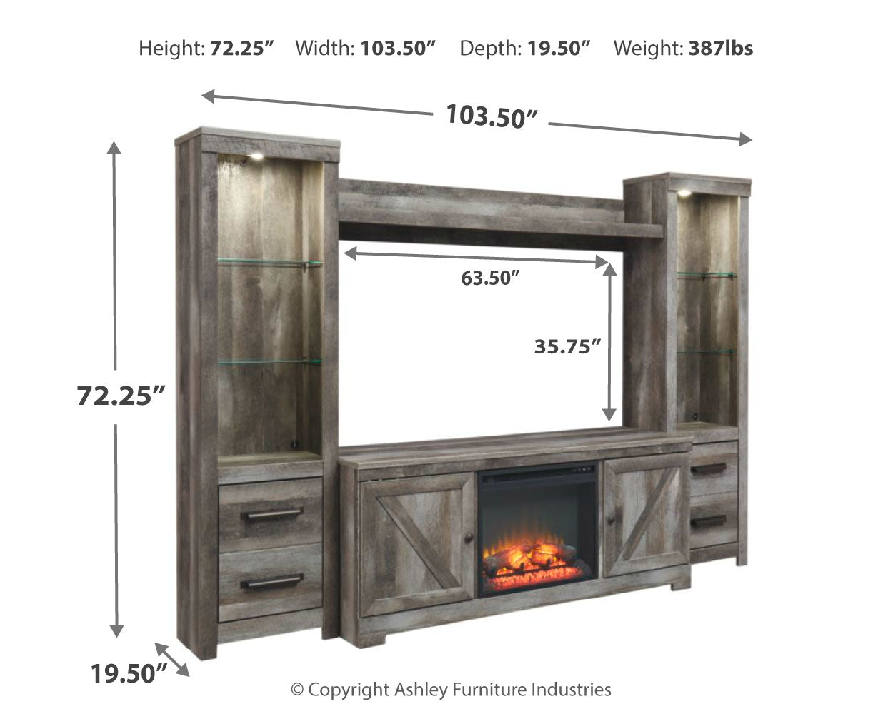 Wynnlow 4-Piece Entertainment Center with Fireplace