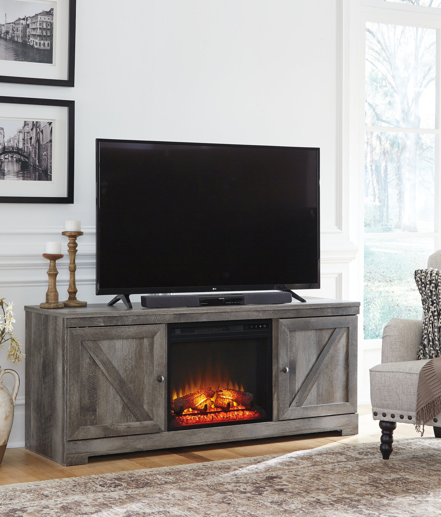 Wynnlow 63" TV Stand with Fireplace