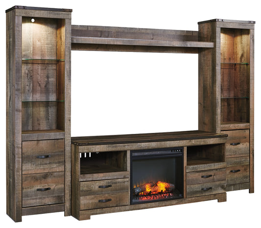 Trinell 4-Piece Entertainment Center with Fireplace