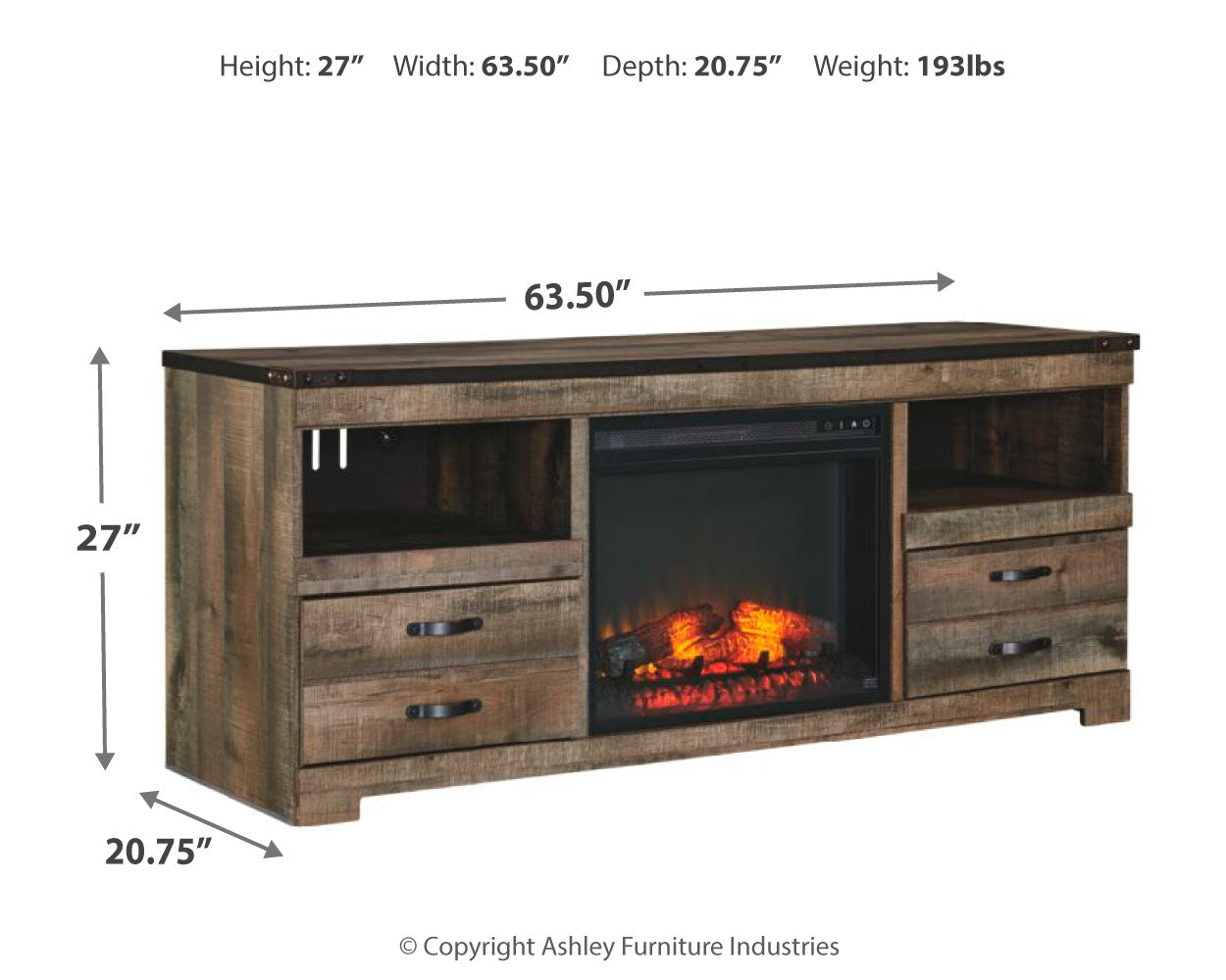 Trinell 63" TV Stand with Electric Fireplace