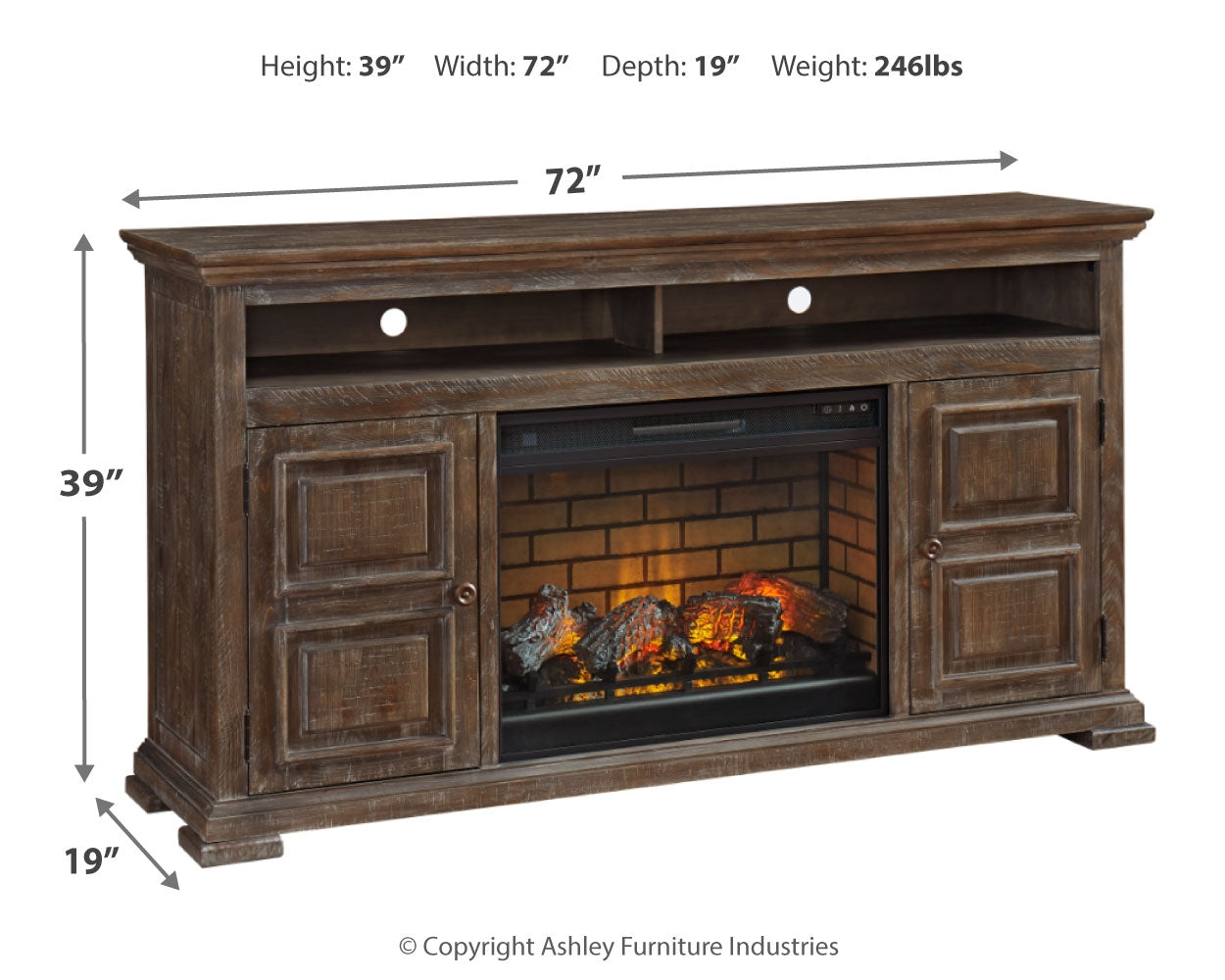 Wyndahl 72" TV Stand with Electric Fireplace